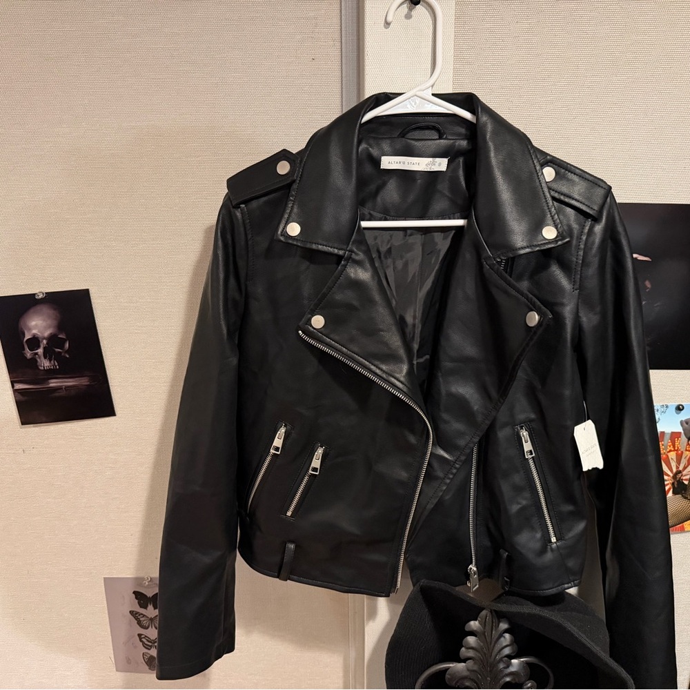 Altar'd State Black Leather Moto Jacket